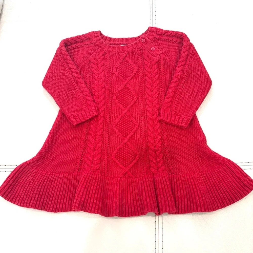 GAP Toddler Girl CableKnit Red Dress 18-24 months